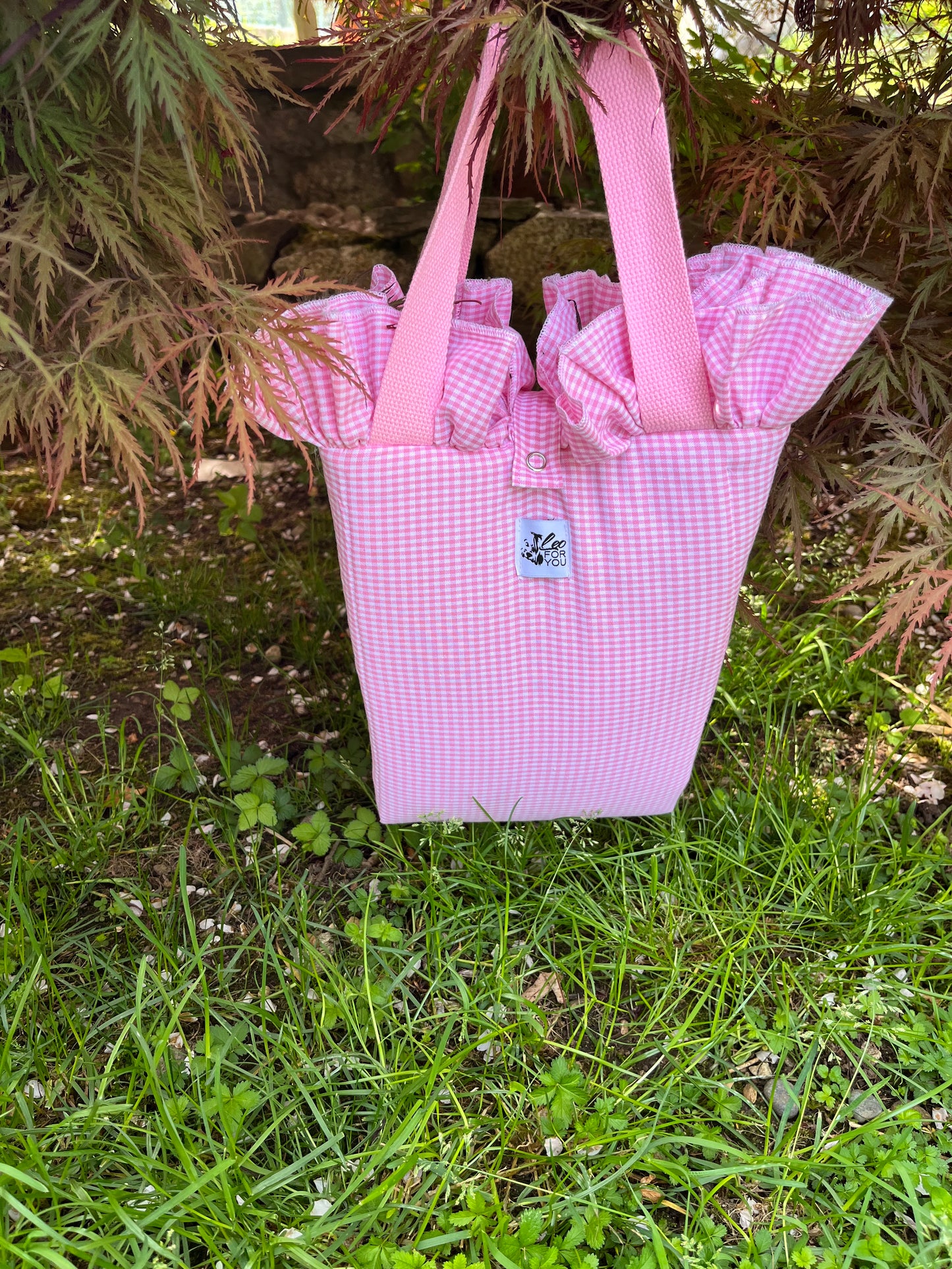 Tappetini a forma di borsa in tessuto vichy colorato