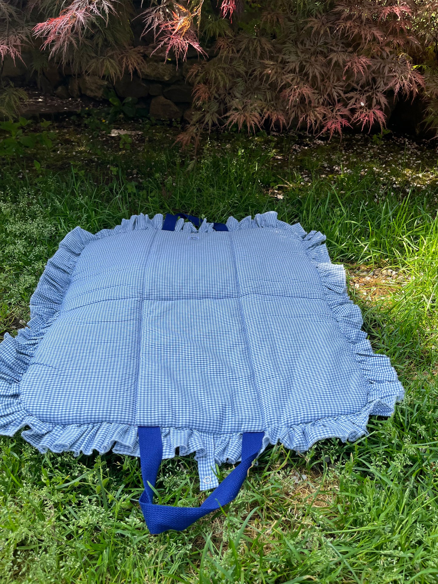 Tappetini a forma di borsa in tessuto vichy colorato